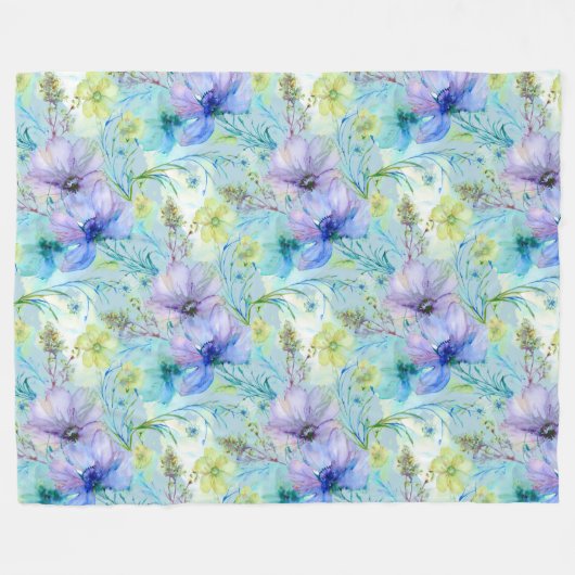 Aquarel florale werveling fleece deken (Voorkant (Horizontaal))
