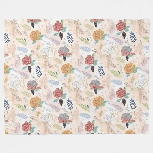 Aquarel florale werveling fleece deken (Voorkant (Horizontaal))