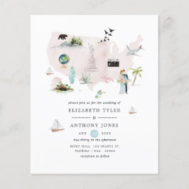 Aquarel Florida USA Destination Trouwuitnodiging Flyer