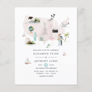 Aquarel Florida USA Destination Trouwuitnodiging Flyer