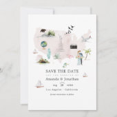 Aquarel Florida USA Destination Wedding Foto Save The Date (Voorkant)