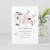 Aquarel Florida USA Destination Wedding Foto Save The Date (Staand voorkant)
