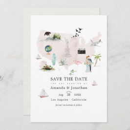 Aquarel Florida USA Destination Wedding Foto Save The Date