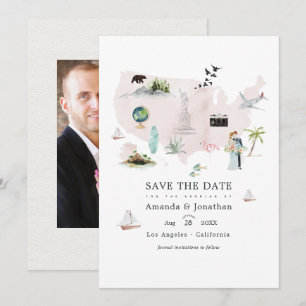 Aquarel Florida USA Destination Wedding Foto Save The Date