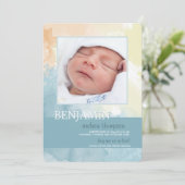 Aquarel Foto Geboorteaankondiging Aankondiging (Staand voorkant)