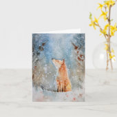 Aquarel Fox Christmas Kaart (Gele Bloem)
