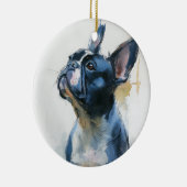 Aquarel Franse buldog zittend Keramisch Ornament (Rechts)
