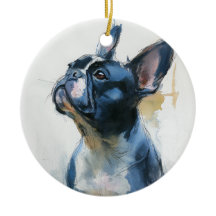 Aquarel Franse buldog zittend
