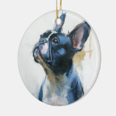 Aquarel Franse buldog zittend Keramisch Ornament (Links)