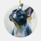 Aquarel Franse buldog zittend Keramisch Ornament (Achterkant)