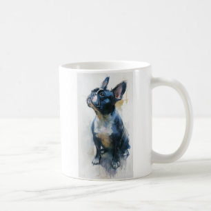 Aquarel Franse buldog zittend Koffiemok