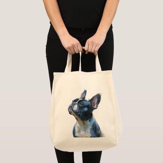 Aquarel Franse buldog zittend Tote Bag (Voorkant (product))