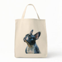 Aquarel Franse buldog zittend