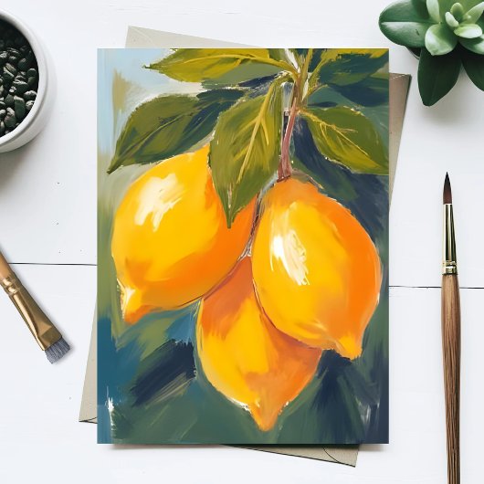 Aquarel Fruit Schilderij Citroenboom Briefkaart