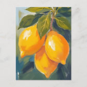 Aquarel Fruit Schilderij Citroenboom Briefkaart (Voorkant)