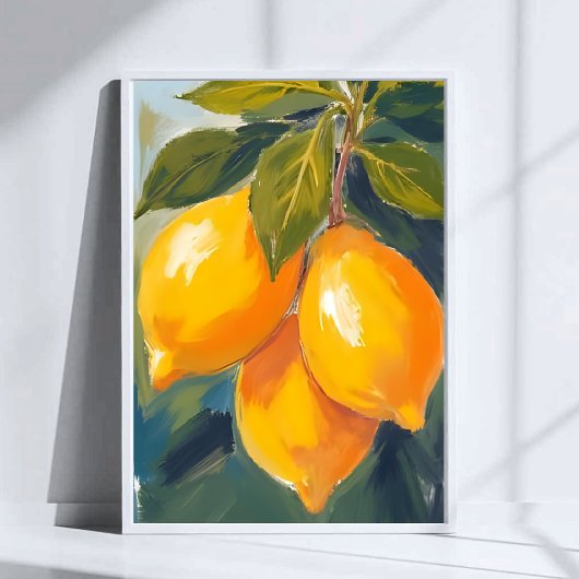 Aquarel Fruit Schilderij Citroenboom Poster