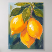 Aquarel Fruit Schilderij Citroenboom Poster (Voorkant)