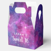 Aquarel Galaxy Roze En Paarse Sweet Sixteen Bedankdoosjes (Geopend)