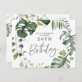 Aquarel gebladerte uitnodiging 30e verjaardagsfees (Voorkant / Achterkant)