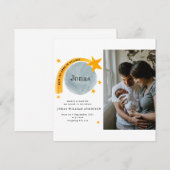 Aquarel Geboorte Aankondiging Star Moon Baby Kaart (Voorkant / Achterkant)