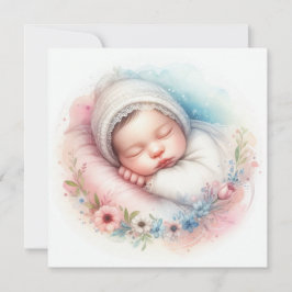 Aquarel geboortekaartje voor een pasgeboren baby kaart