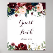 Aquarel geïllustreerd herfst bloemengastenboek tek poster (Voorkant)