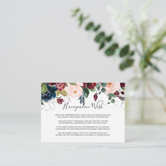 Aquarel geïllustreerde herfst bloemige huwelijksre informatiekaartje (Staand voorkant)