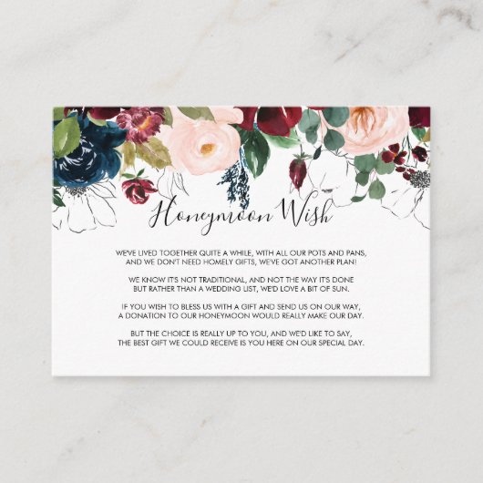 Aquarel geïllustreerde herfst bloemige huwelijksre informatiekaartje (Voorkant)