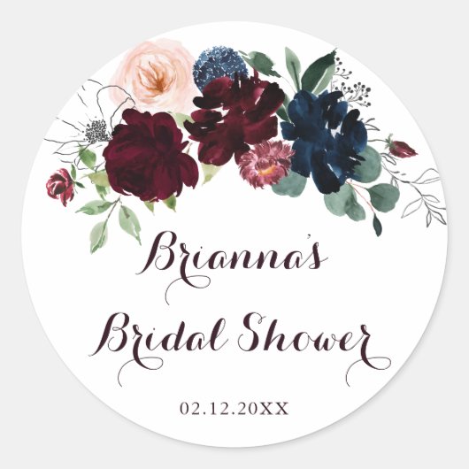 Aquarel geïllustreerde herfst bruiloftsshower favo ronde sticker (Voorkant)