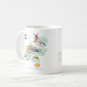 Aquarel geïllustreerde kaart Nederland | Monogram Koffiemok (Voorkant links)