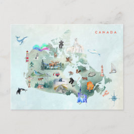 Aquarel geïllustreerde kaart van Canada-kunst