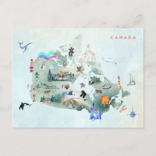 Aquarel geïllustreerde kaart van Canada-kunst (Voorkant)