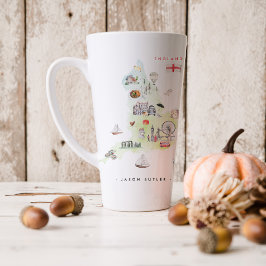 Aquarel geïllustreerde kaart van Engeland | Monogr Latte Mok