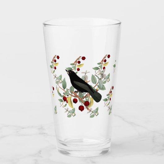 Aquarel geïllustreerde merel ontworpen glas (Voorkant)