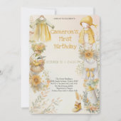 Aquarel gele babybenodigdheden Eerste Verjaardag Kaart (Voorkant)