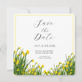 Aquarel Gele Bloementuin Witte Bruiloft Save The Date (Voorkant)