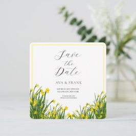 Aquarel Gele Bloementuin Witte Bruiloft Save The Date