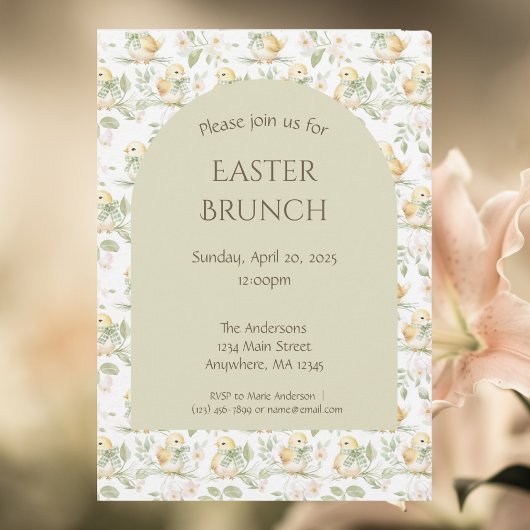 Aquarel Gele Kuikens Pasen Brunch Uitnodiging