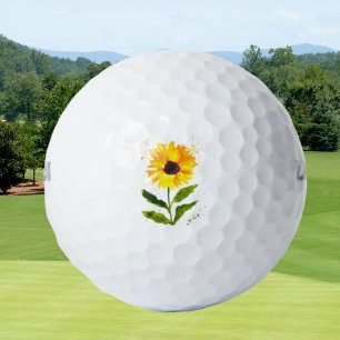 Aquarel gele zonnebloem aquarel bloemen golfballen