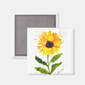 Aquarel gele zonnebloem aquarel bloemen magneet (Voorkant / Achterkant)