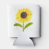 Aquarel gele zonnebloem bloem natuur Bruiloften Blikjeskoeler (Achterkant)