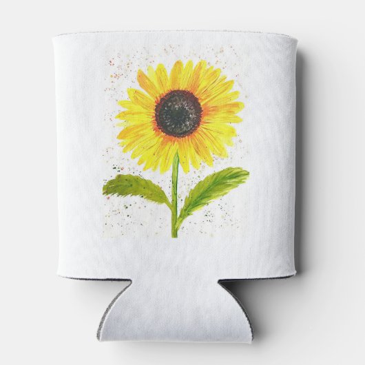 Aquarel gele zonnebloem bloem natuur Bruiloften Blikjeskoeler (Achterkant)