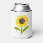 Aquarel gele zonnebloem bloem natuur Bruiloften Blikjeskoeler (Blikje Achterkant)