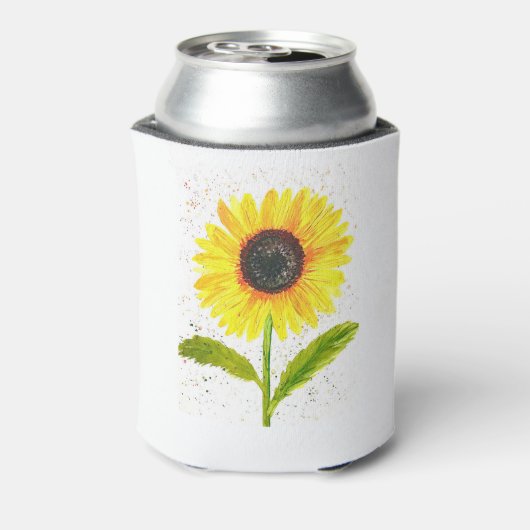 Aquarel gele zonnebloem bloem natuur Bruiloften Blikjeskoeler (Blikje Achterkant)