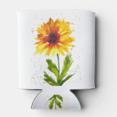 Aquarel gele zonnebloem bloem natuur Bruiloften Blikjeskoeler (Achterkant)