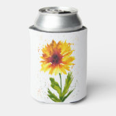 Aquarel gele zonnebloem bloem natuur Bruiloften Blikjeskoeler (Blikje Achterkant)