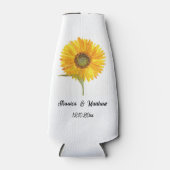 Aquarel gele zonnebloem bloem natuur Bruiloften Flesjeskoeler (Voorkant)