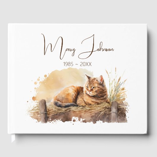 Aquarel Gemberkat Voor Herdenking Gastenboek (Voorkant)