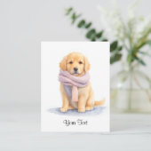Aquarel Gepersonaliseerde Puppy Hond Goudkleurige  Briefkaart (Staand voorkant)