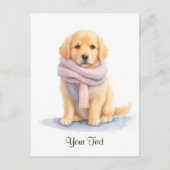 Aquarel Gepersonaliseerde Puppy Hond Goudkleurige  Briefkaart (Voorkant)